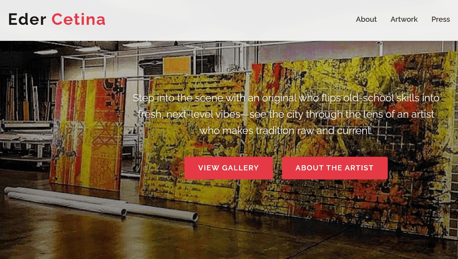 Eder Cetina contemporary artist portfolio website design and development case study